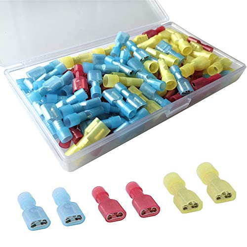 Gebildet 110pcs 6.3 × 0.8mm Connecteurs de Fil(Rouge 22-16AWG,Bleu 16-14AWG,Jaune 10-12AWG),Bornes...