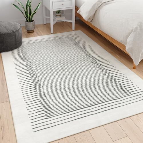 Tapete Morebes 5'x7' Blanco y Gris Geométrico Lavable miniatura 6
