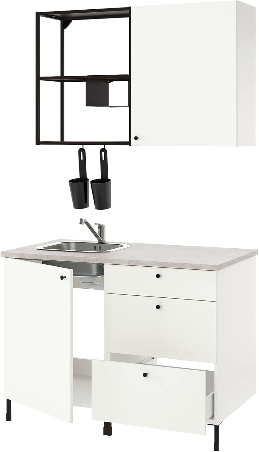ENHET kitchen, 123x63.5x222 cm, anthracite/white