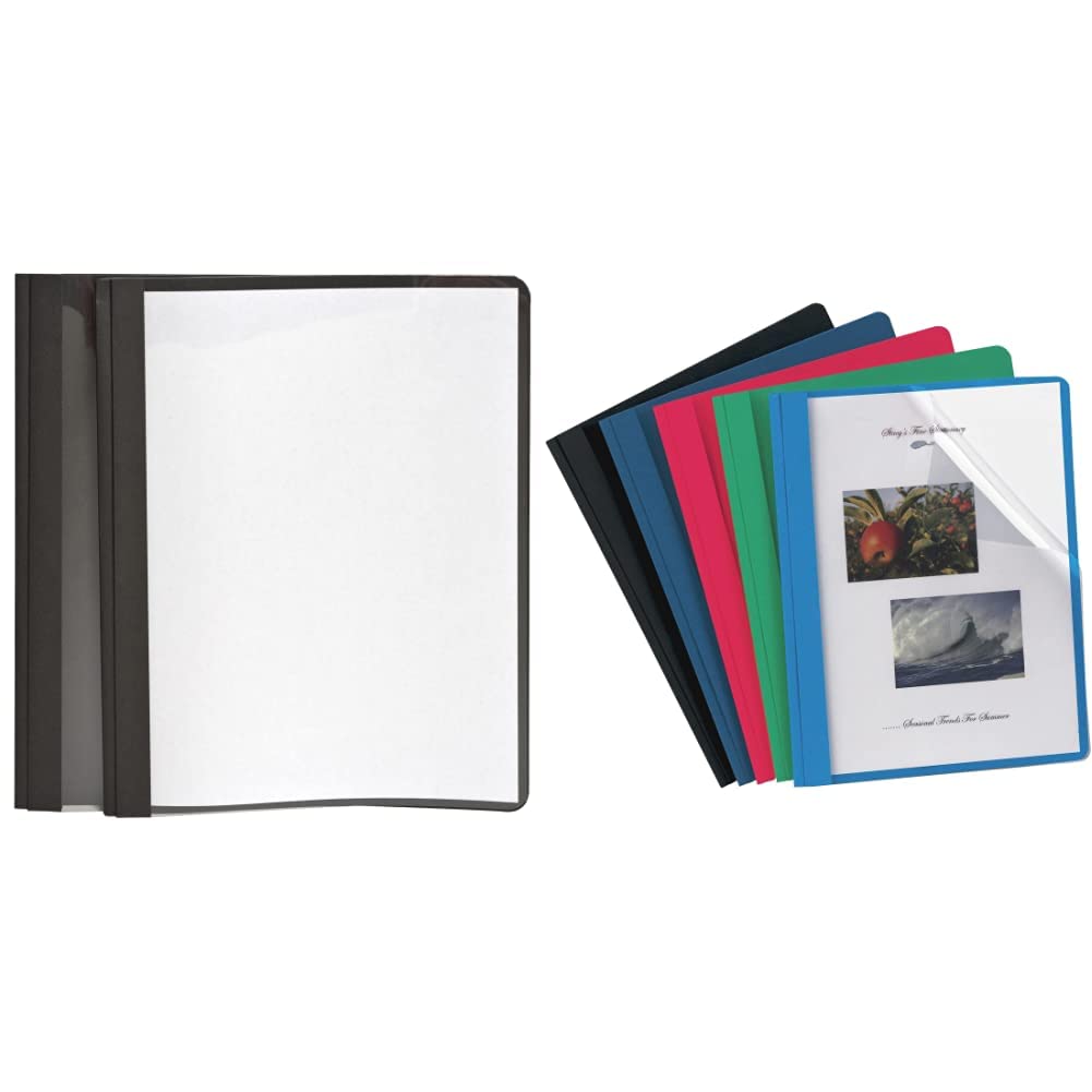Oxford Clear Front Report Covers, Black, Letter Size, 25
