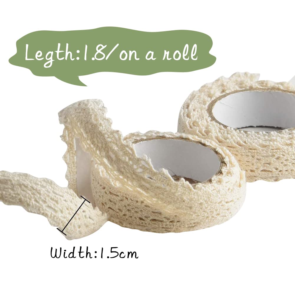 6 Rotoli Nastro Pizzo Autoadesivo Bianco - Decorazione Vintage Per Matrimoni, Regali E Fai Da Te