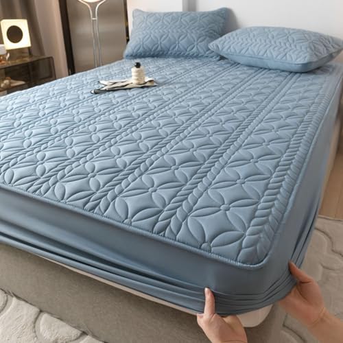 KnSam Sábana bajera ajustable de 180 x 200 cm con 2 fundas de almohada, juego de 3 piezas, tejido jersey 3D, sábana bajera monocolor, resistente a las arrugas y a la decoloración, de poliéster y