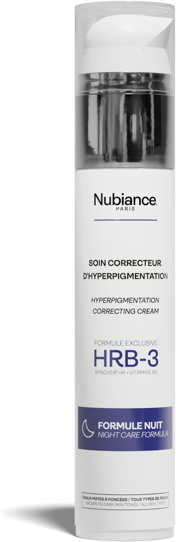 NUBIANCE Crème Anti Tache Visage, Correcteur d'Hyperpigmentation HRB