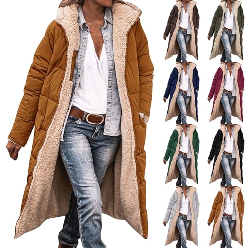 Generisch Chaqueta de plumón para mujer, largo de invierno, abrigo de invierno para mujer, chaqueta acolchada con capucha, chaqueta acolchada para exterior, impermeable, abrigo de plumón, chaqueta