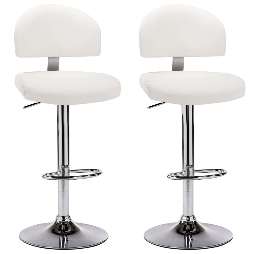 Taburete de bar ergonómico para mayor comodidad con funda de piel sintética blanca y muelle de gas, taburete giratorio con reposapiés y altura regulable, diseño atemporal