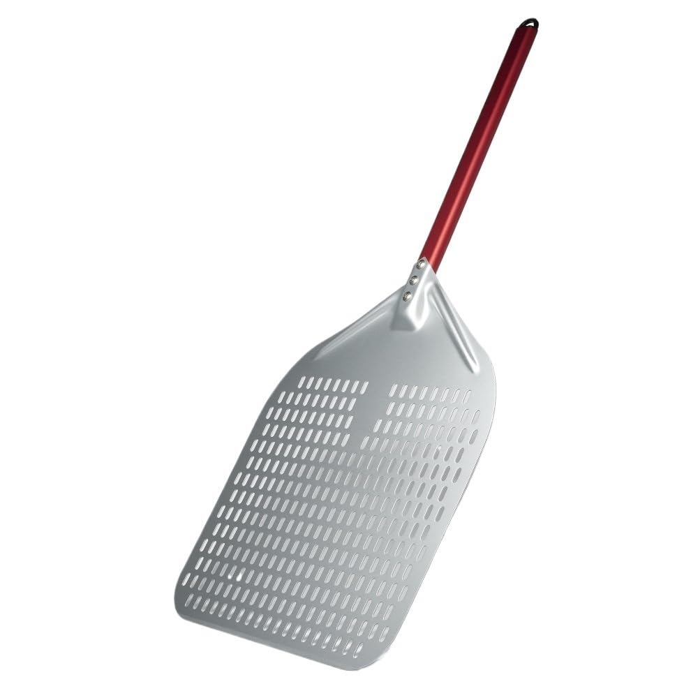 WANGSHAOWEI Pizza ​Paddle 14/13/12 Inch Perforated Pizza Shovel Retangular Paddle Multiple Color Handle Peel(14inch 78cm Red)