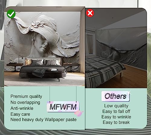 Mfwfm Art Wallpaper 3D Illusion Mural Wallpaper Woman Face Relief Wall Mural (Not Self Adhesive) #TOP5