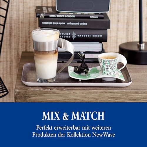 Villeroy & Boch - Newwave Ausgefallenes Latte Macchiato Glas 500 Ml, Spülmaschinenfest, Teeglas, Tasse, Becher, Heißgetränkebecher Groß Für Latte Macchiato, Cappuccino, Kaffee Und Glühwein, Edelstahl