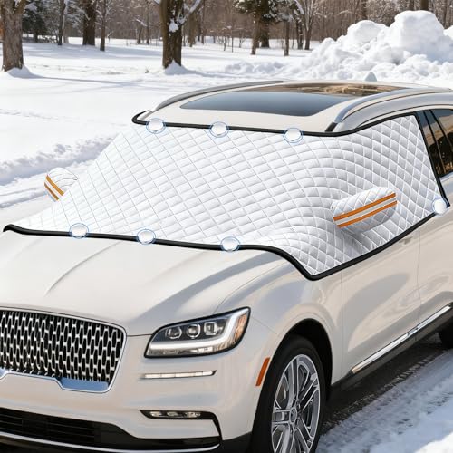 Vauki Copertura per Parabrezza Invernale 265x155cm - Protezione per Parabrezza, Copertura Antigelo per Auto e Finestrini, Antighiaccio per Specchietti Retrovisori, Protezione Solare, Perfetta come