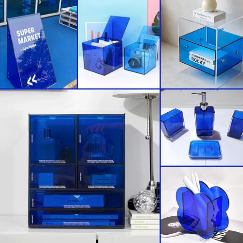 Image of Blue Acrylic Sheet 12 inch x 16 inch, 2 Pack FFGODO Glossy Translucent Colored Cast Plexiglass Sheets 1 /8 Inch Thick for DIY Display Projects, Handcraft, Painting, Signage, Easy to Laser Cutting & Engraving