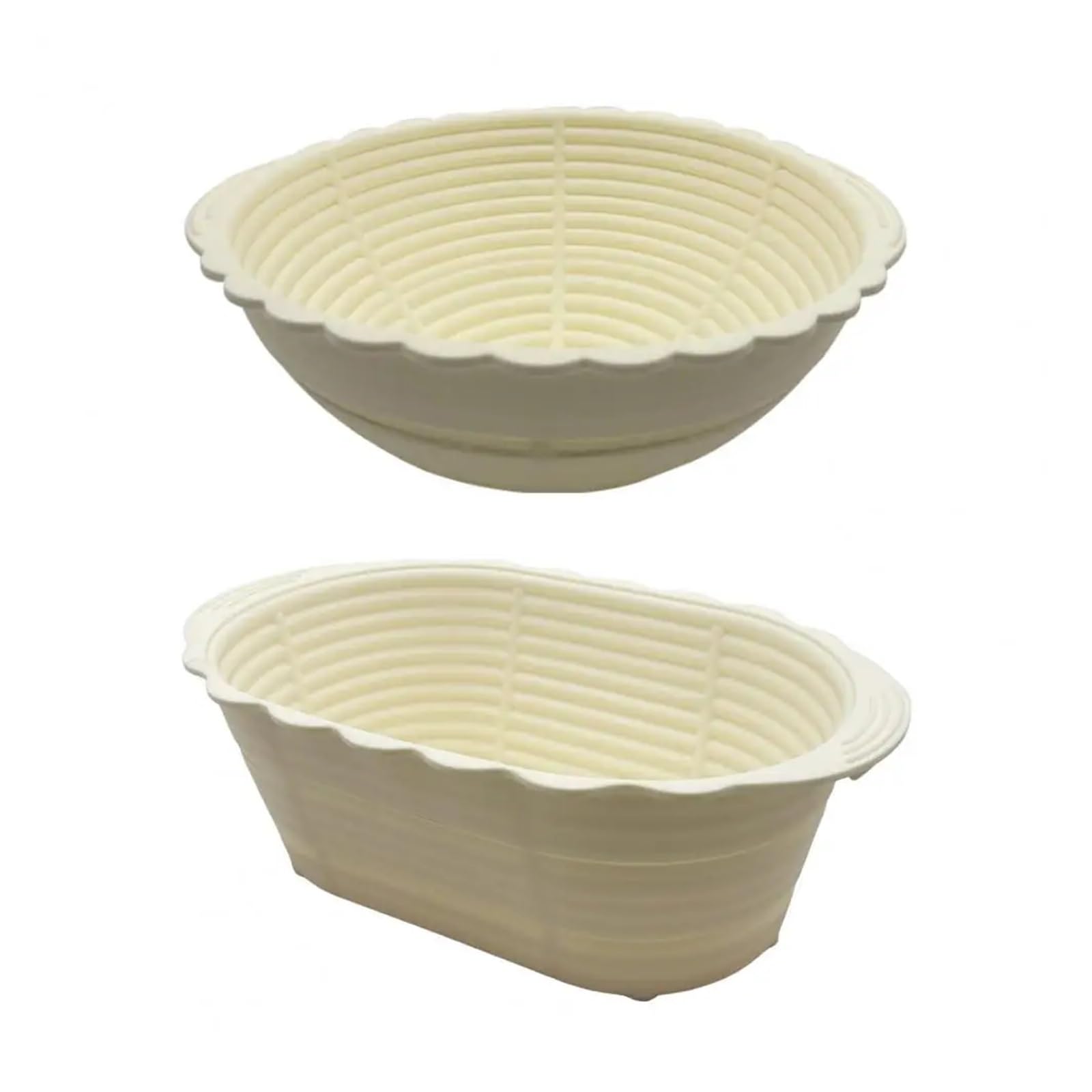 bread proofing basket, 2Pcs Silicone Round Oval Sourdough Bread Making Collapsible Proofing Bowl Kitchen Baking For(White)