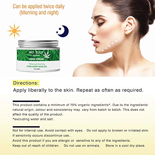 MO TULIP Hemp Oil Face Cream, Hyaluronic Acid Hydrating Relives Dry Skin, Anti-Aging, Anti Wrinkle, Relax & Soothing… - Image 3