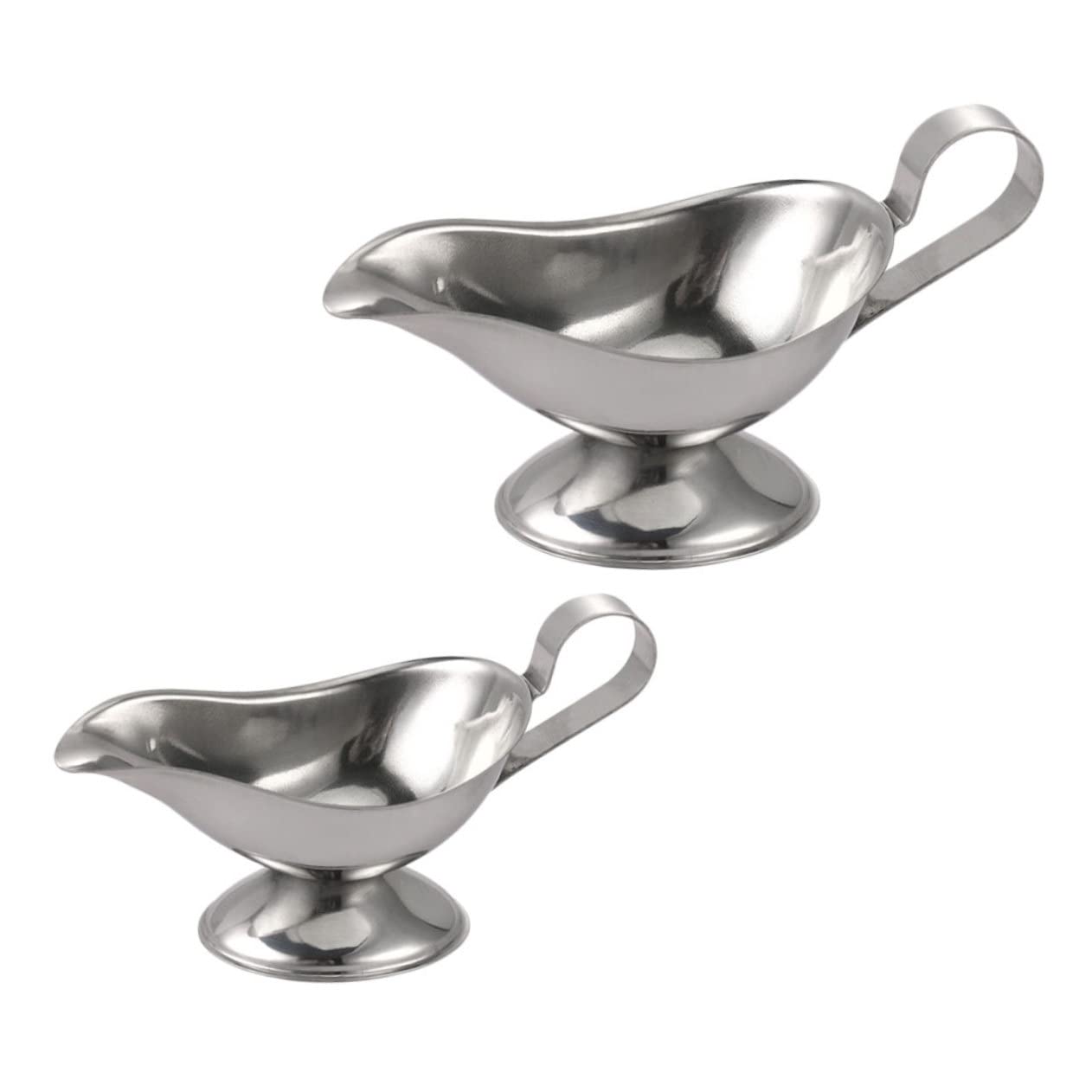 COLLBATH 2pcs Seasoning Cup Sauce Bowl with Syrup for Coffee Sauce Dispenser Steel Sauce Dish Gravy Pourer Condiment Serving Tray Steak Sauce Cup Sauce Dipping Bowls Stainless Steel Silver