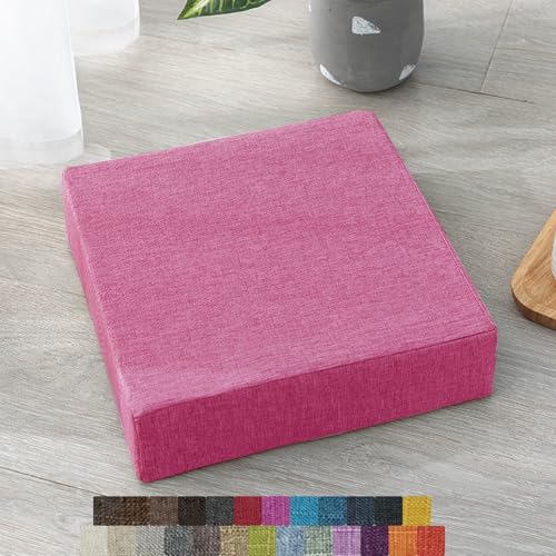 PHUSTJKL 座布団 正方形 クッション 分厚い 瞑想クッション 四角 フロアクッション 取り外し可能クッション 高反発 クッション 洗えるカバー 滑り止め付き チェアパッド 大型 シンプル 亜麻 畳 家庭用 茶道 床踏み台(ローズパープル,30X30