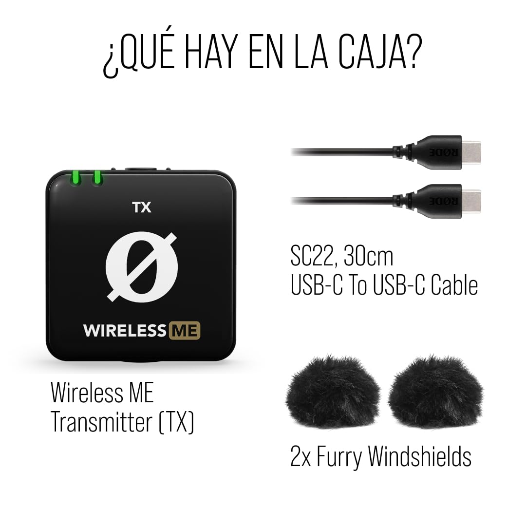 RØDE Wireless ME TX Transmisor Compacto, Micrófono Integrado, Tecnología GainAssist, Alcance 100 Metros