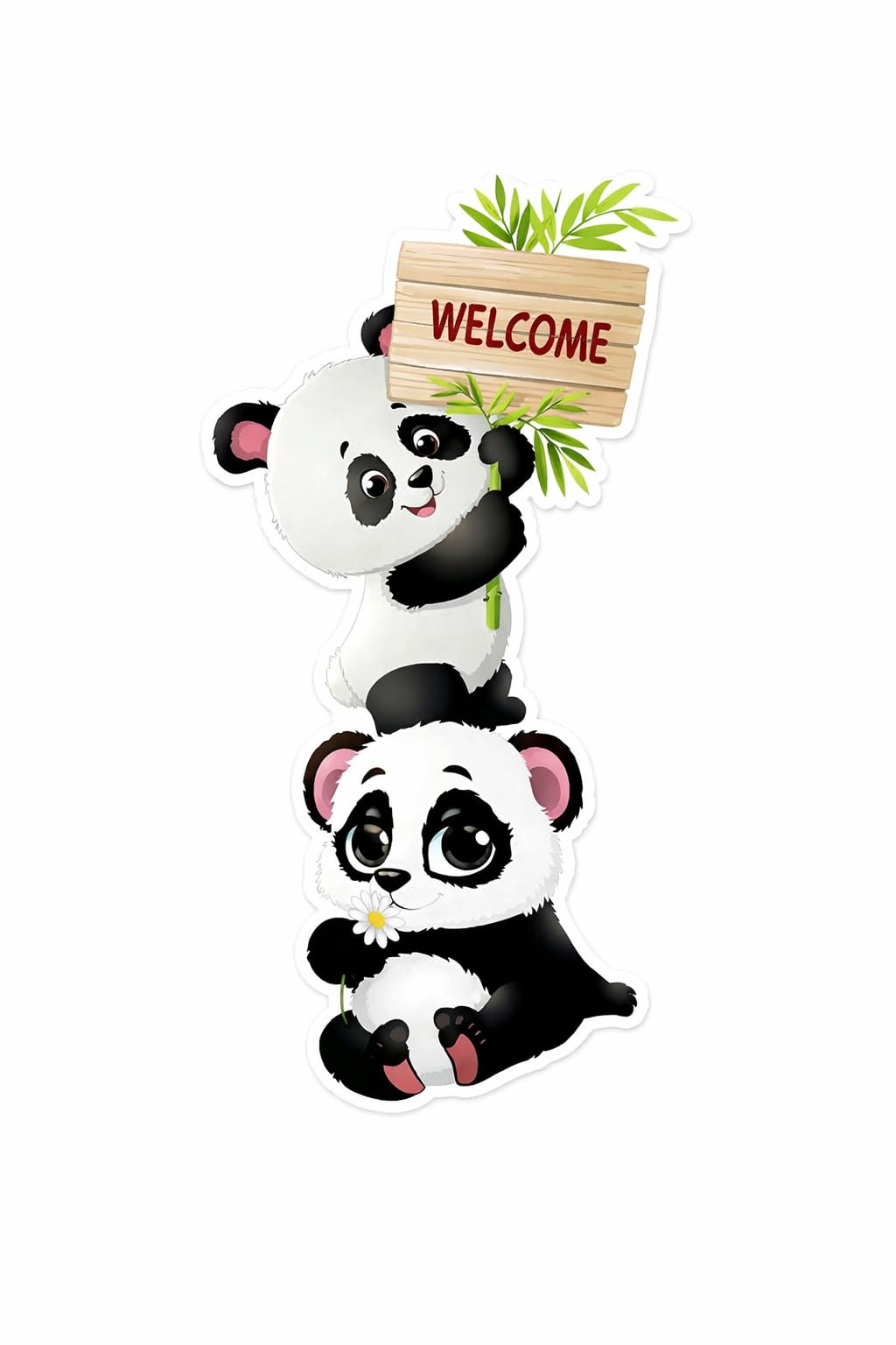 Cute Panda Family PVC Vinyl,Wall Sticker for Home Decor - Ideal for Living Room, Bedroom, Hall, Kids Room, Play Room (Size -58 cm x 58 cm) (Cute Cartoon Panda)