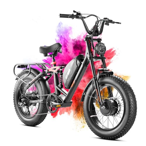 Eahora Luna/Luna? Peak 1500W/3000W Electric Bike for Adults 30-33MPH 80Miles Long Range Dual Motors EBike 48V 15A Battery Full Suspension Adult Electric Bike