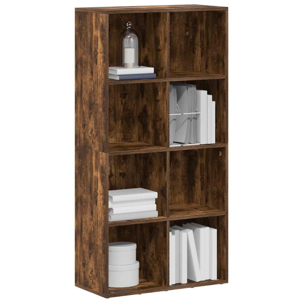 Hothingwell Bibliotheque Chene Fume 66x30x130 cm Wood Ingenierie | 8 przegródek, przechowywanie książek, wszechstronne poziome, łatwe czyszczenie, dołączony uchwyt ścienny