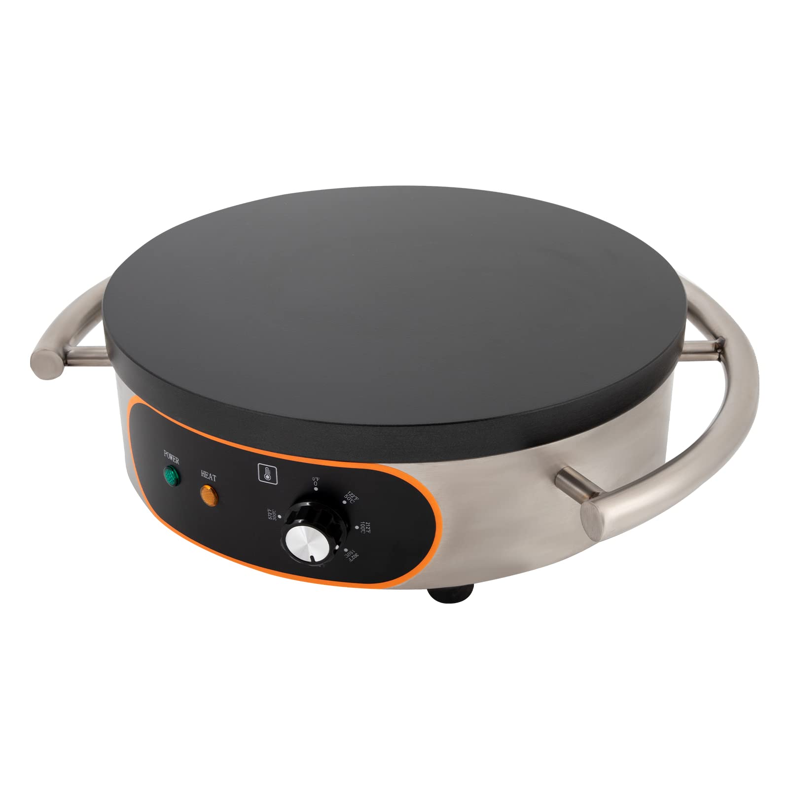 LUNUMAOS Crepe Maker Electric Pan Black Brown Stainless Steel Food-grade Nonstick Griddle Single Hotplate Infinitely Adjustable Temperature For Kitchen