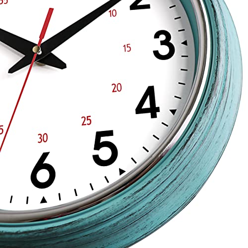 Lumuasky Retro Wall Clock, 12 Inch Silent Non-Ticking Battery Operated Classic Round Quartz Decorative Clock For Living Room Bedroom Kitchen Home Office (Teal) #TOP2