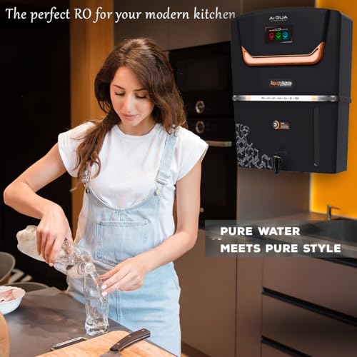 Image of Aqua RO Mclord Premium Series with R.O+UV+Copper with Zinc+Taste and Tds controller system. 12 liter Storage Tank suitable for Home and Office. (AI AQUA BLACK)