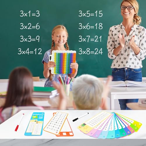 Image of Multiplication Flash Cards + Pop Fidget Multiplication Chart, Times Table Educational Flashcard 3rd Grade, 4th, 5th, 6th Grade for Kids