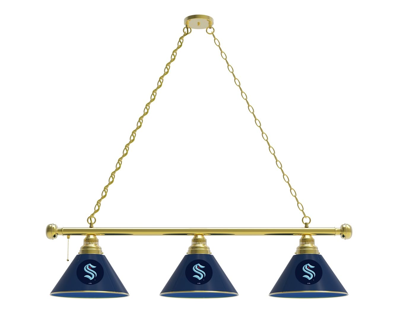 Holland Bar Stool Co. Officially Licensed NHL Seattle Kraken 3 Shade Billiard Light with Brass Fixture by The