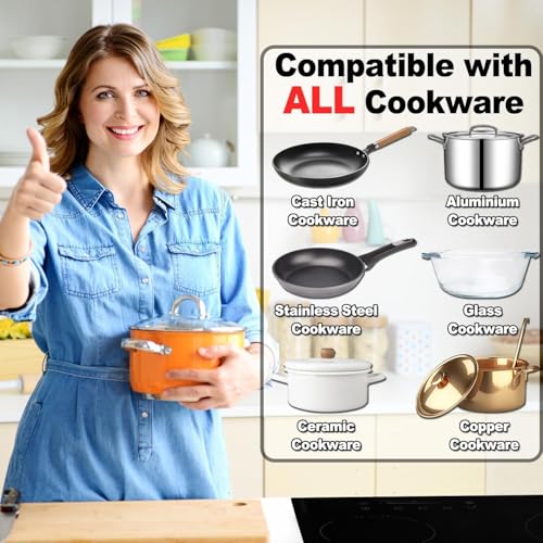 Fogão elétrico de 61 cm, 6600 W, modo ponte de fogão elétrico embutido, 4 queimadores, 9 níveis de potência, função de ponte, trava de segurança para crianças 220-240 V