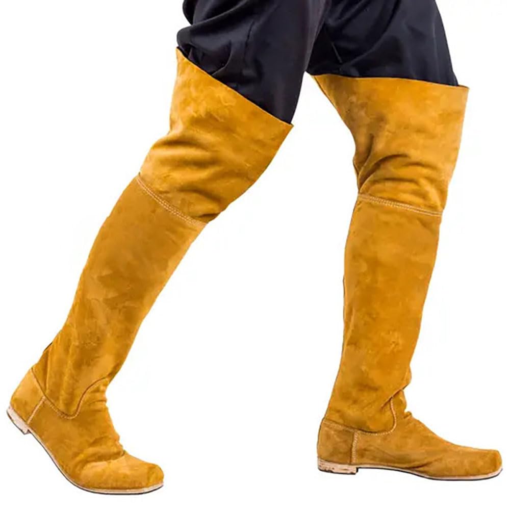 Stivali Medievali Vichingo Retrò Flanging Stivali Cavaliere Di Velluto Rinascimentale Lungo Albero Scarpe Singole per Cosplay Pirate