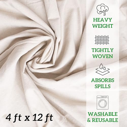 Image of GREEN LIFESTYLE All Purpose Canvas Drop Cloths - Drop Cloth for Painting, Floor Cover, Heavy Duty Protection for Furniture & Surfaces, Reusable Painters Canvas Tarp for Renovation & Home (2 Pack 4x12)