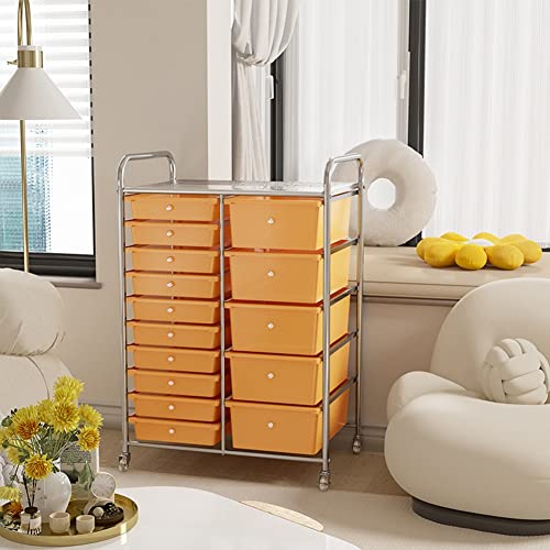Carrello Multiuso Nero con Ruote, Dotato di 15 cassetti e Piano d'appoggio. Versatile, Ideale per riporre Oggetti Artigianali, organizzare L'Ufficio, allestire Uno scaffale per Par