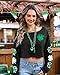 St. Patrick's Women's Lucky Long Sleeve Clover Graphic Crew Neck Shirt Chic Crop Top S