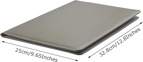 Miniatura 10 de Enyuwlcm Carpeta de cuero de la PU con el clip del portapapeles Padfolio para el currículum de la entrevista de negocios (rojo vino)