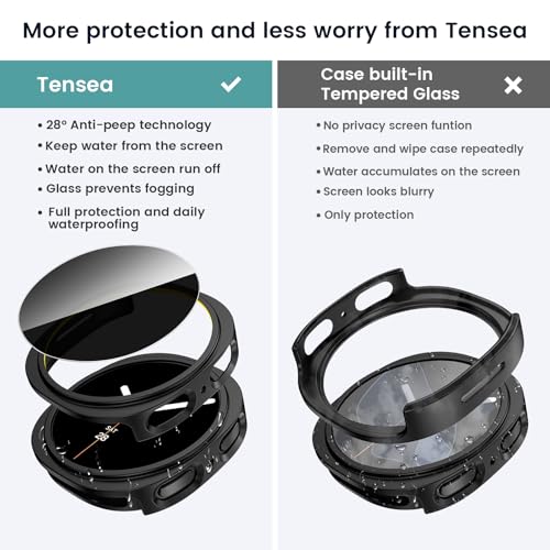 Image of Tensea [5+5Pack for Samsung Galaxy Watch 8 Screen Protector Case 44mm Accessories, Hard PC Bumper /HD Anti-Fog Tempered Glass Protective Film, Face Cover Set, Galaxy Watch 8 Case for Women Men