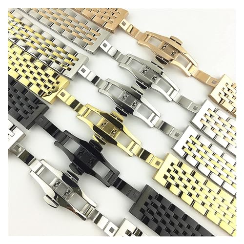 Seven Beads Stainless Steel Solid Watch with 19mm watchband Flat Mouth and 20mm Black Double Button Butterfly Buckle 21mm4