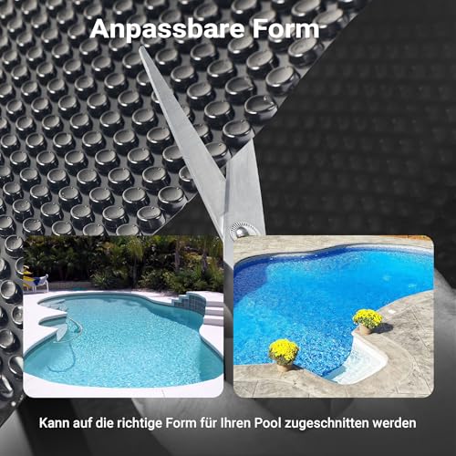 Wiltec Pool Solarfolie Ø 3,6 m, schwarz, Poolheizung aus 140 µ starkem PE Film, Poolabdeckung Poolplane Solarplane rund