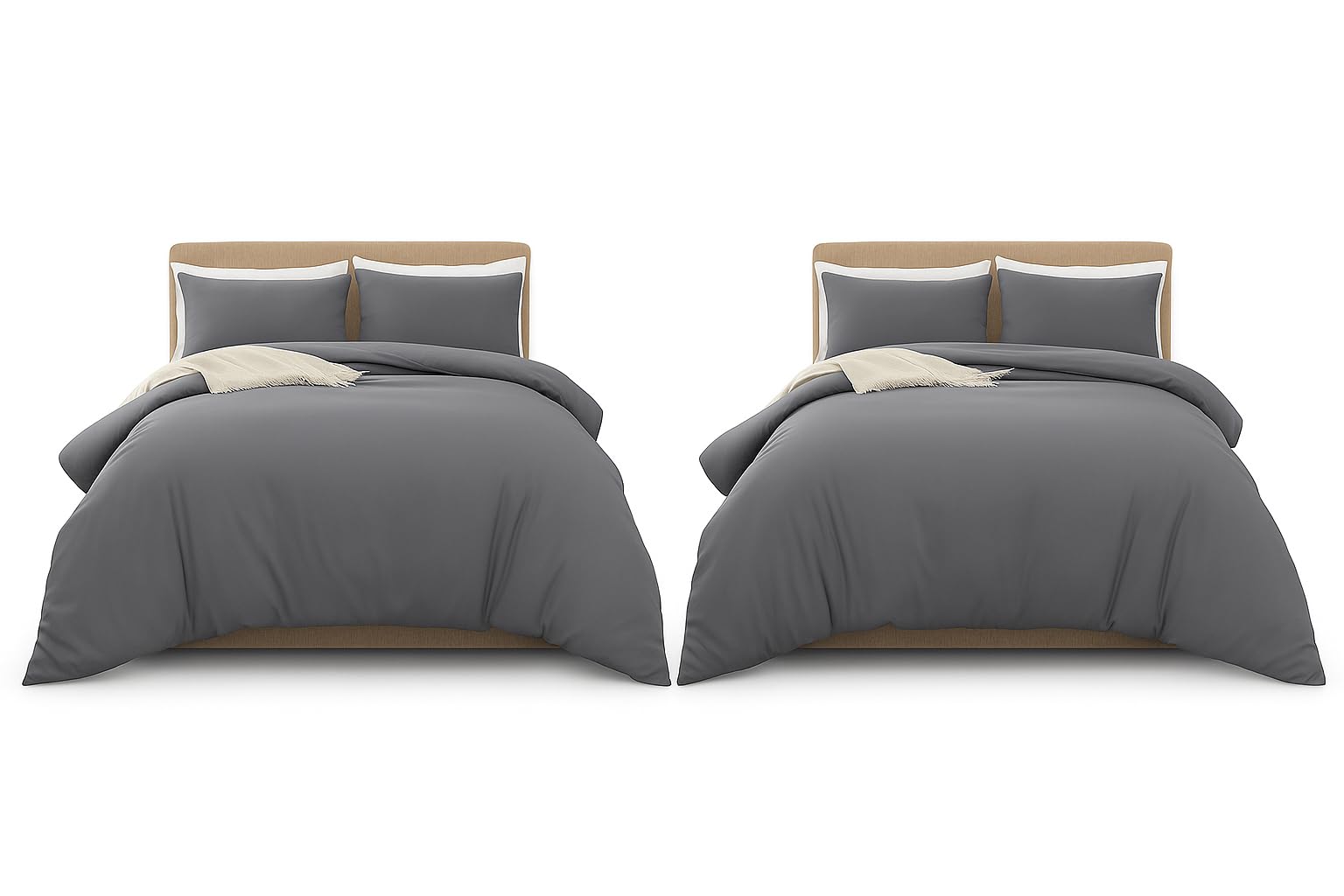 Moonlight20015 Grey King Duvet Cover Set Pack Of 2 Solid Soft Pre-Washed King Bedding 2 Duvet Covers With 4 Matching Pillow Cases
