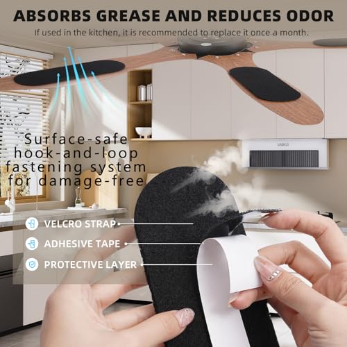 Image of 10 Pack Ceiling Fan Filters for Blades, 95% Activated Unscented Coconut Shell Carbon Filter, Ceiling Fan Air Purifier Pads for Common Household Contaminants, Unscented, Easy to Stick, Clean