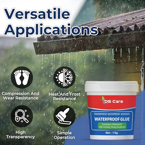 Image of DS CARE Transparent Waterproof Glue for Roof Leakage Crack Seal Glue with Brush Crack Seal Agent Roof Water Leakage Solution Transparent Glue Waterproofing (1 kg) by UNIDSC (4)