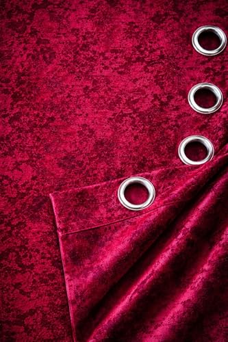 Image of Maroon Velvet Blackout Curtain for Door & Window, 5 Feet Long, 70% Room Darkening, Thermal Insulated Heavy Drape, Soft Velvet Fabric, Set of 1 (152 * 121cm, Maroon)