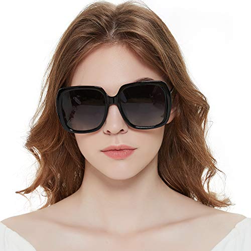 Oversized Square Suglasses for Women Polarized, Fashion Vintage Classic Shades for Outdoor UV Protection