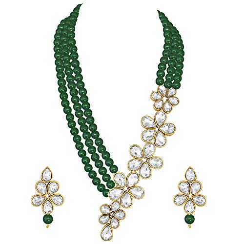 Image of Peora Crystal Faux Pearl Necklace & Jewellery Set Gift for Women