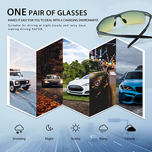 Sungait Hd Night Vision Polarized Sunglasses Anti Glare For Night Driving(Gunmetal Frame/Day&Night) 8177Qkry thumb #2