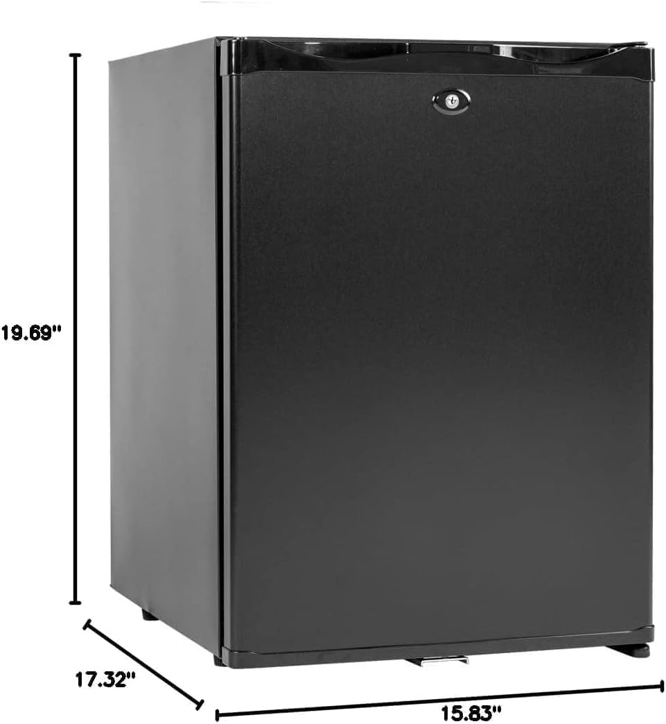 Smad Mini Fridge with Lock Compact Refrigerator for Bedroom Dorm Office No Noise,12V/110V,1.0 Cubic Feet, Black