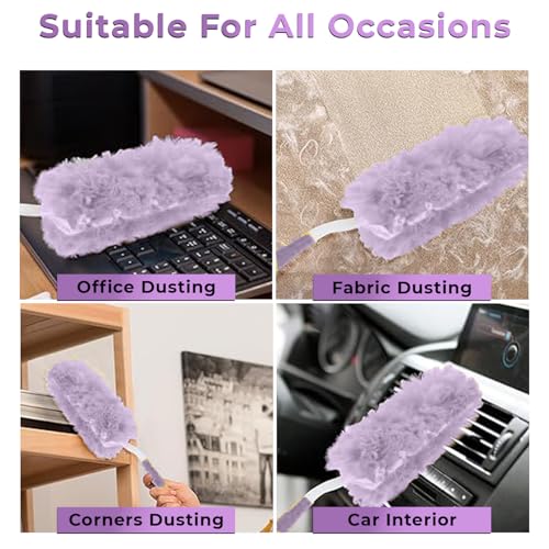 Image of Disposable Microfiber Feather Duster for Home Cleaning with 5 Refills-Multipurpose Dusting Brush with Bendable Head Ideal for Cleaning AC Vents Car Blinds Furniture Hard-to-Reach Gaps