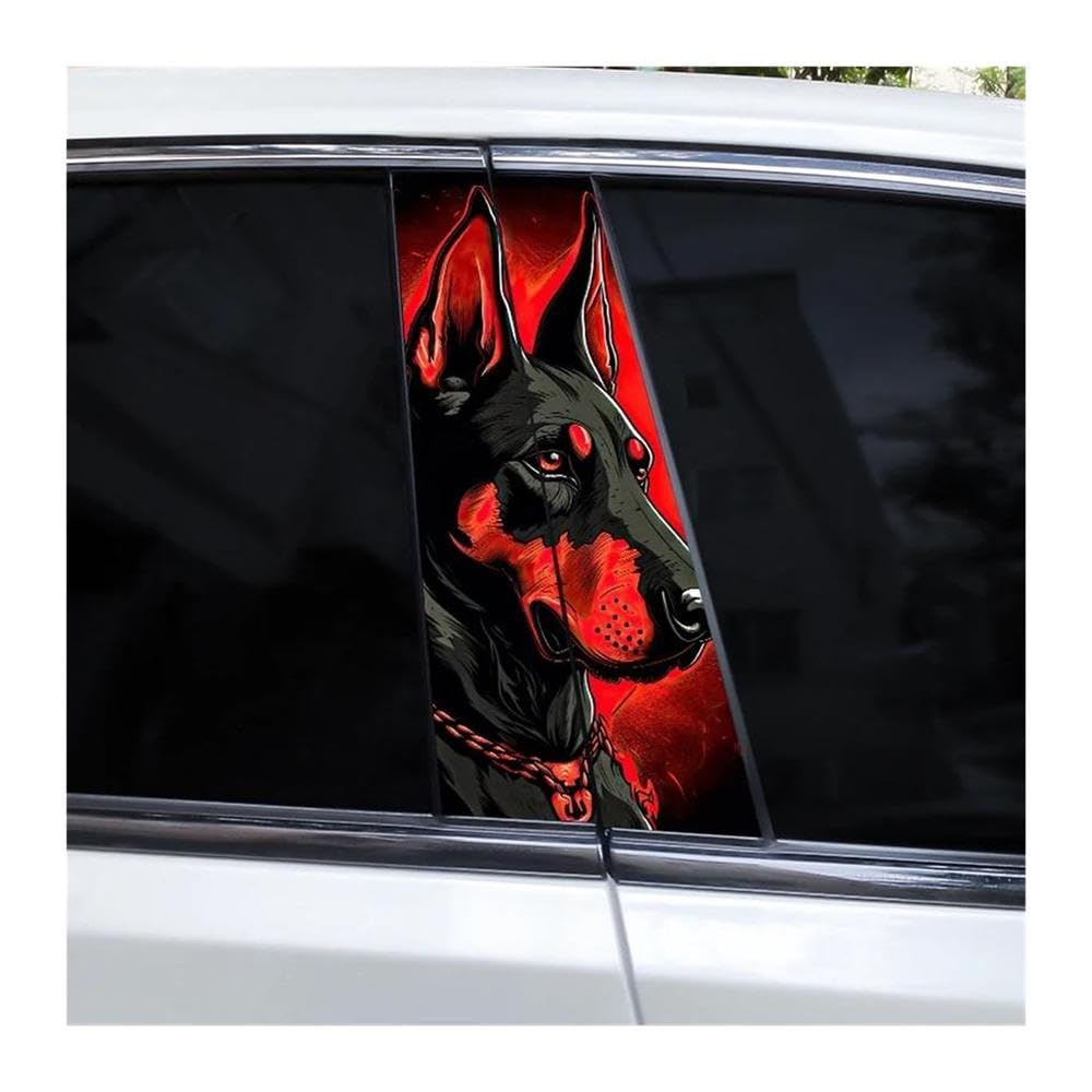 Decorative Items 2pcs Dobermann Shepherd Dog DIY Car Door Pillar Vinyl Decal Covering Scratched(Type A)