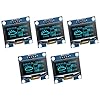 5 Pcs 1.3 Inch IIC I2C OLED Display Module 128x64 Pixel SH1106 Screen Module Compatible with Arduino/Raspberry Pi (Blue)