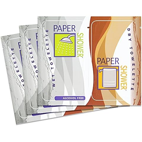 Paper Shower-Alcohol Free -NEW- 6 Body Wipe Packs (A Wet and Dry Towel in Each Pack) Per Order Cover