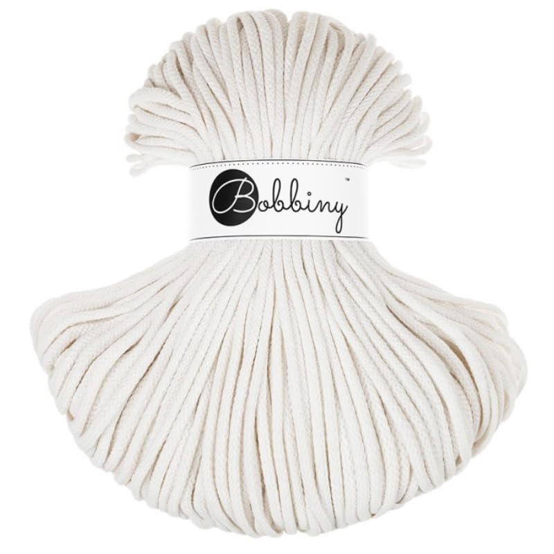 Bobbiny Premium 5mm Braided Macrame Cord (Off White) 100m — image 1