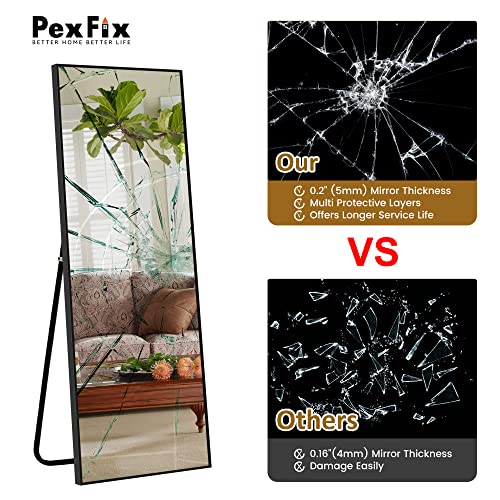 Image of PexFix Full Body Mirror Length with Black Aluminum Alloy Frame Stand Wall Mounted Hanging for Bedroom Bathroom Living Room Decor,51''x16'' (1015)